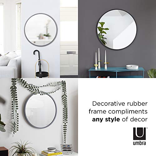 Umbra, Grey Hub Rubber Frame18Inch Round Mirror for Entryways