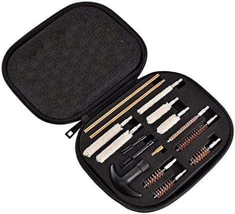 NIDAYE Universal Pistol Gun Cleaning Kits – 16 Pieces Gun Cleaning Kits with Patch Holder Jags/Bore Brush/Swabs/Rods Caliber 22 357 38 40 44 45 9mm in Black Case by Fabcell
