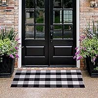 Homcomoda Doormats for Entrance Way Outdoors/Indoor Cotton Plaid Checkered Door Mat Hand Made Braided Floor Mats (23.6" x 51.2", Plaid)