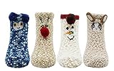 Lovful 4 Pairs Animal Super Warm Baby Fuzzy Soft Thick Socks