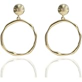18K Gold Plated Whispers Wavy Post Hoop Rise Collection Large Earrings twisted hoop dangle earrings