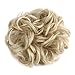 Haironline Scrunchie Bun Up Do Hair Piece Hair Ribbon Ponytail Extensions Wavy Curly Bleach Blonde, 55 Gram