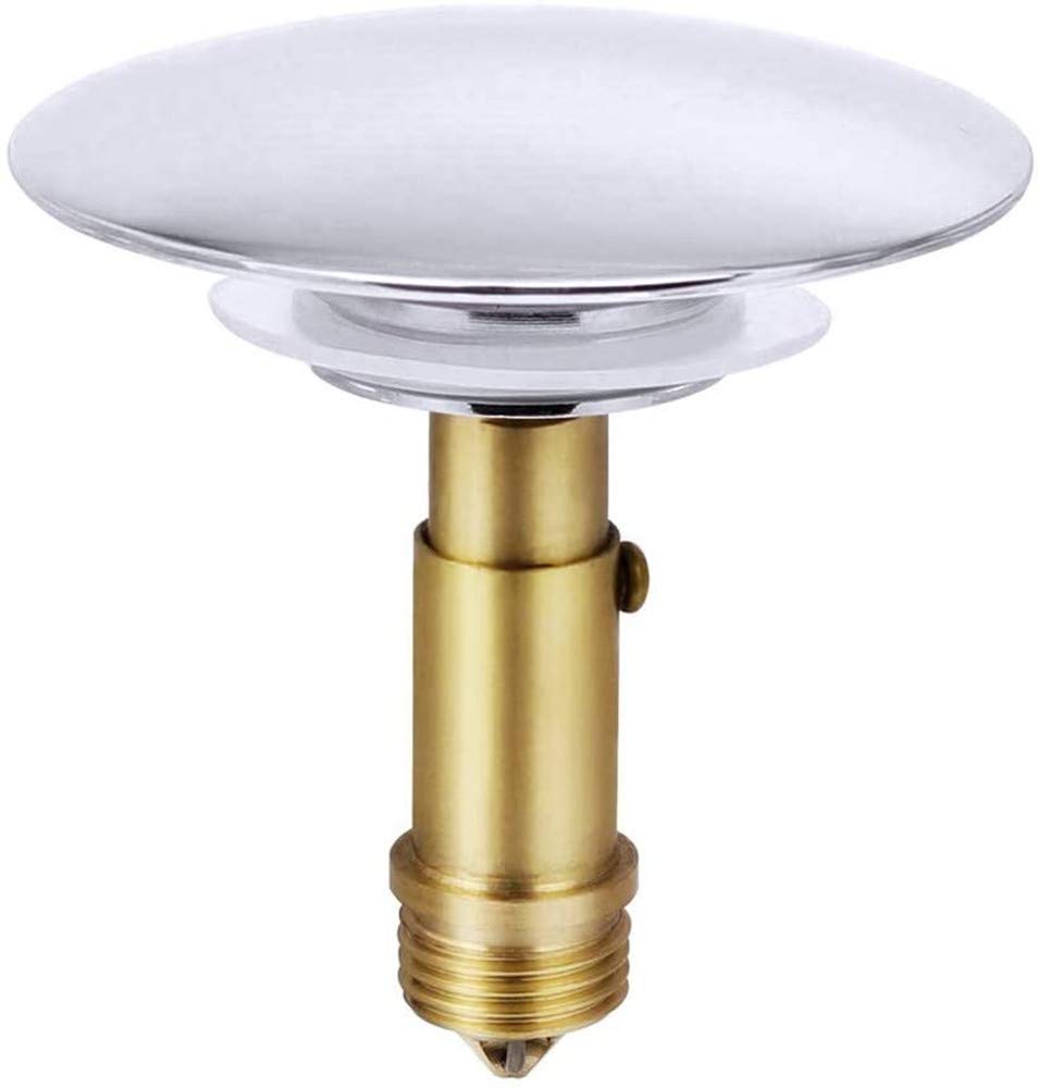 Bathroom Sink Drain Plug Taps, 69mm Push Pop-Up Click Clack Plug Stopper, Brass Slotted Plug Bolt Set Overflow for Waste Plug Washbasin Kitchen Bathroom Faucet Vessel Vanity Sink, Chrome Plated