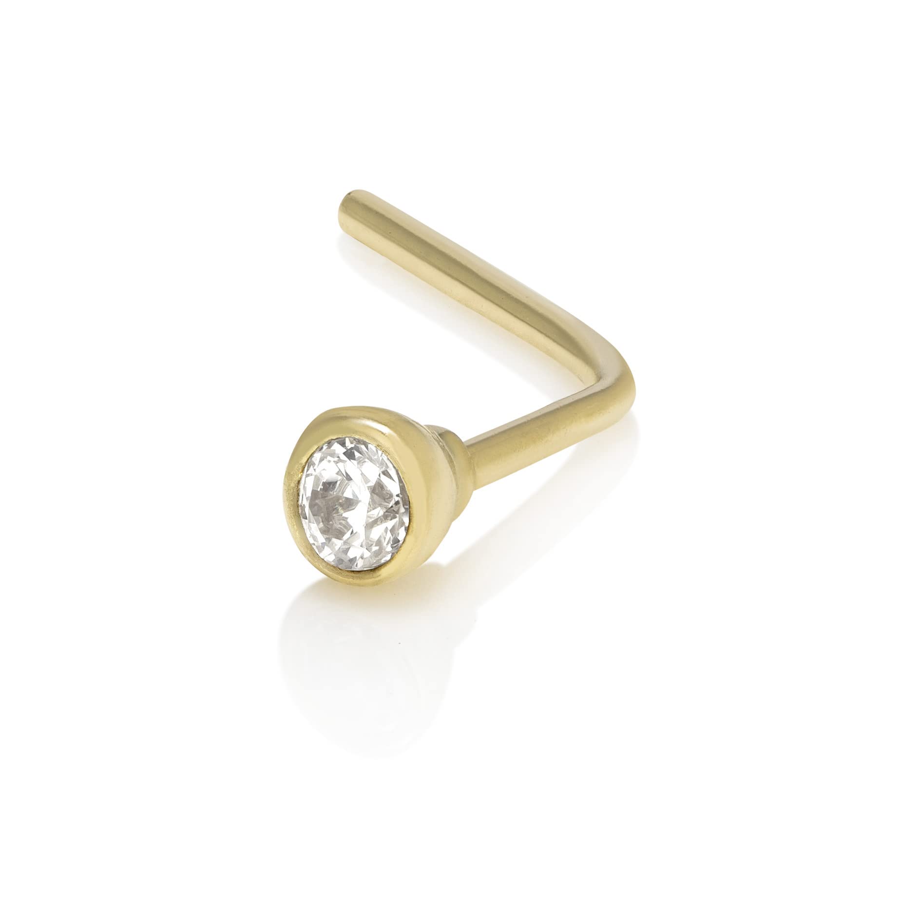 Mia Gioielli - Nose jewellery, nose studs piercing 18ct gold with White Cubic Zirconia 1.50, hypoallergenic, F-05517-0G09