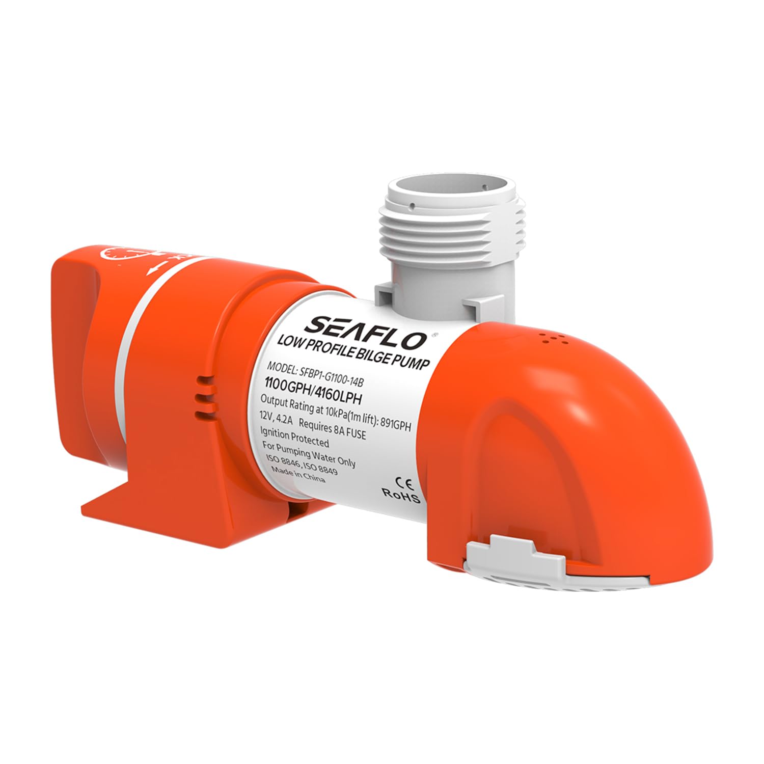 LIGHTEU®, 12V 1100GPH Narrow Low Profile Timer Sensing Automatic Bilge Pump SFBP1-G1100-14B