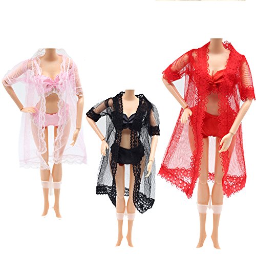 image for Lance Home Doll Bikini Clothes, 6 Sets Lace Pajamas Handmade Summer Sw