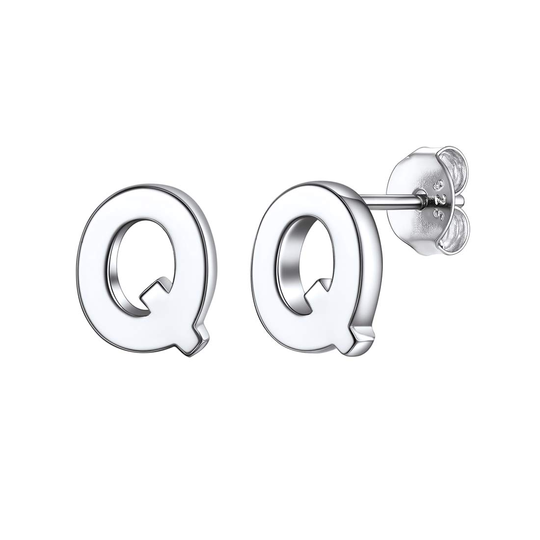 ChicSilver Initial Letter Q Earrings Sterling Silver Monogram Name Jewelry Tiny Earring Studs for Women — image 1