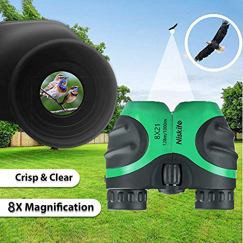 Niskite Gift for 4 5 Years Old Boys, Binoculars for Kids Children,Best Toys for 6 7 8 9 10 Years Age Girls Green - Thumbnail 3