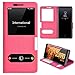 Samsung Galaxy Note 8 Case, Genuine Leather Ultra Thin Shockproof Samsung Galaxy Note 8 Cover Flip Case Window View Stand Feature Magnet Closure Phone Case for Samsung Galaxy Note 8 (Red)
