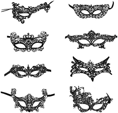 IZERUO Sexy Girl Lace Eye Mask for Halloween Masquerade Party Bars (8 PACK)