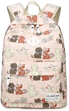 Wesell Super Cute Cat Pattern Canvas 14 inch Laptop backpack Large Capacity Casual Travel Backpack Book Bag School Bag