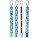 Premium Quality Baby Pacifier Clip (4 Pack) for Boys and Girls! . Fun and Cute ,Extra Safe, Double-sided Baby Pacifier Leash Designs.
