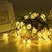 Battery Operated String Lights, ZOUTOG 33ft 60 Crystal Balls Outdoor String Lights with Remote Controller + 8 Pcs Lighting Hooks, LED String Lights for Patio/Garden/Lawn/Home - Warm White
