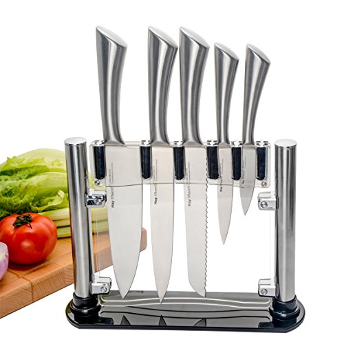 May Fifteenth Stainless Steel 6 Pieces Kitchen Knives Set (5 Knives plus and Acrylic block) MF-1710K