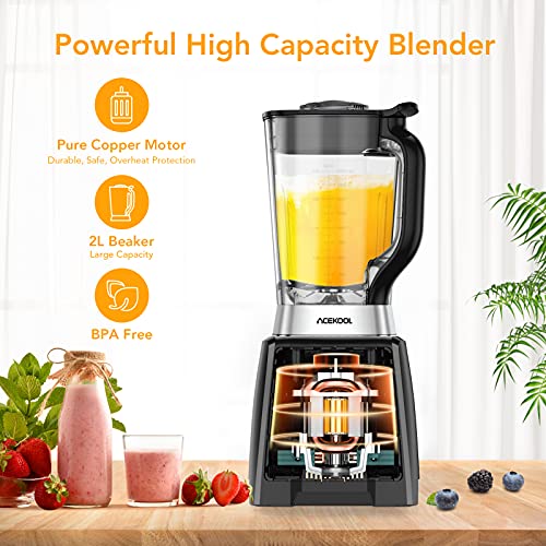 Acekool Smoothie Blender for Kitchen, 1500W Professional Countertop