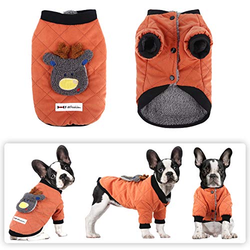 voopet Dog Jacket, Warm Winter Coat for Dogs - Soft Fleece Lining Costume, Reindeer Pattern Dog Apparel Windproof Padded Vest Clothes for Small and Medium Dogs