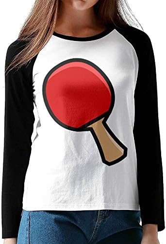 SHANchu AOSHICO Women's Ping Pong1 Long Sleeve Baseball Raglan Jersey Shirt Black Size XXL