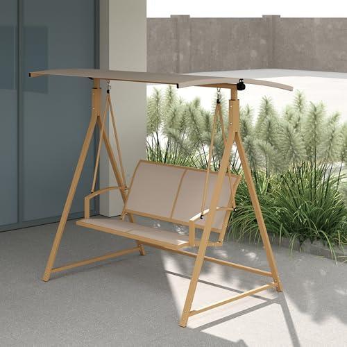 Columpio de Jardín Exterior de 2 Plazas 160x112x162cm Caqui