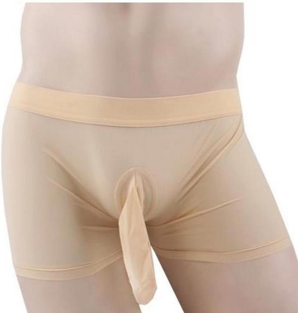 Men Sexy Sheer Tights Underwear Sheath & Crotch Closed Boxer Briefs