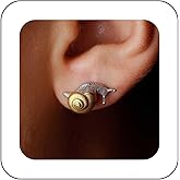 Allereyae Boho Small Snails Earrings Slug Stud Earrings Gold Snails Stud Earrings Snails Silver Stud Earrings Snails Cute Earrings Two Tone Earrings Jewelry for Women