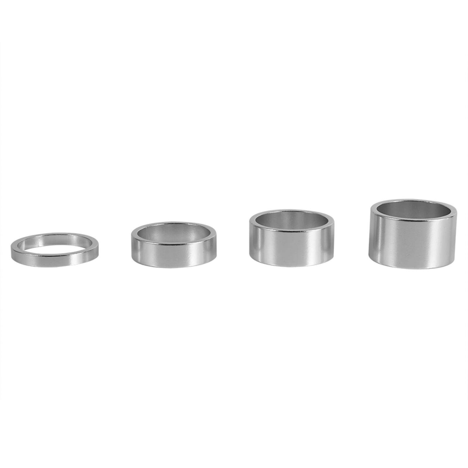 SUNGOOYUE Bike Headset Spacer, 4Pcs/Set 5mm/10mm/15mm/20mm Bike Handlebar Stem Spacers for Mountain Bike, Road Bike(Silver)