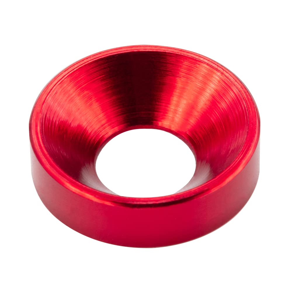 Photo 1 of [60PCS] M5 Finishing Countersunk Washers, Anodized Aluminum Alloy, Head Washers Gaskets Cup Shim for Screw RC/FPV/PC/Drone/Mechanical Accessories Parts, Red Color