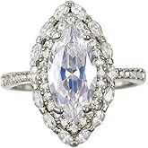 Hsitgexf 18K Gold Plated Engagement Ring for Women Marquise Cut Cubic Zirconia Halo Bridal Wedding Band CZ Promise Anniversary Ring Size 6-10(6)