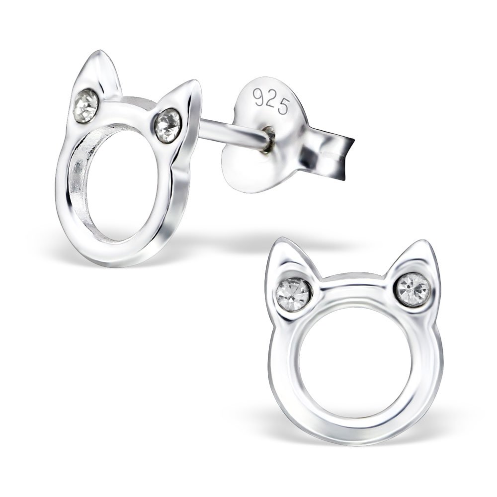 925 Sterling Silver Cat Stud Earrings for Women & Girls – Gift-Ready Jewellery by The Rose & Silver Company