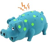Andiker Dog Squeaky Toy, Dots Latex Dog Chew Toys with a Oinks Sound Squeaker Grunting Pig Dog Toy Durable Self Play 8" Dogs Squeeze Toy for Dental Biting Chasing to Kill Boring Time (Blue)