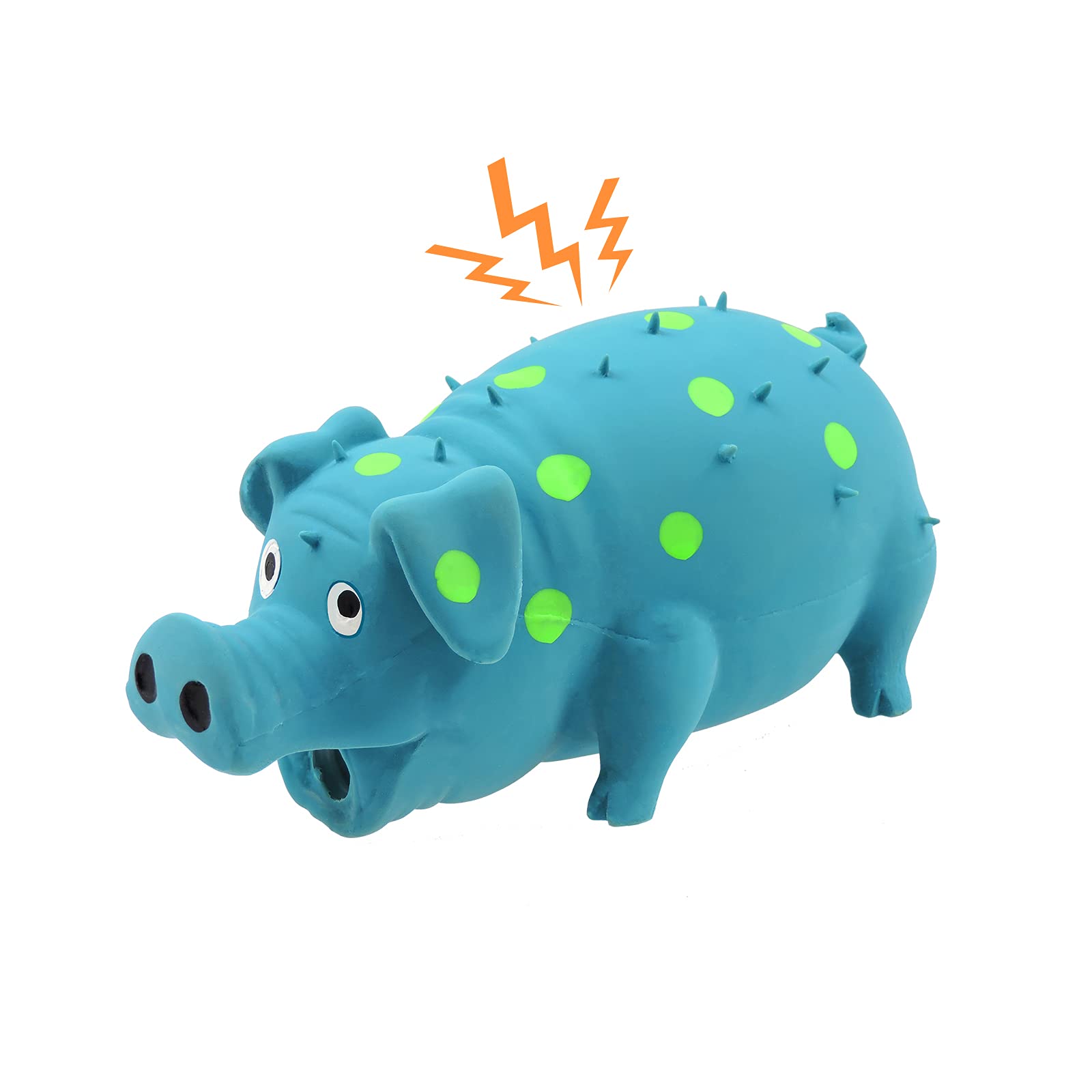 Andiker Dog Squeaky Toy, Dots Latex Dog Chew Toys with a Oinks Sound Squeaker Grunting Pig Dog Toy Durable Self Play 8" Dogs Squeeze Toy for Dental Biting Chasing to Kill Boring Time (Blue) — image 1
