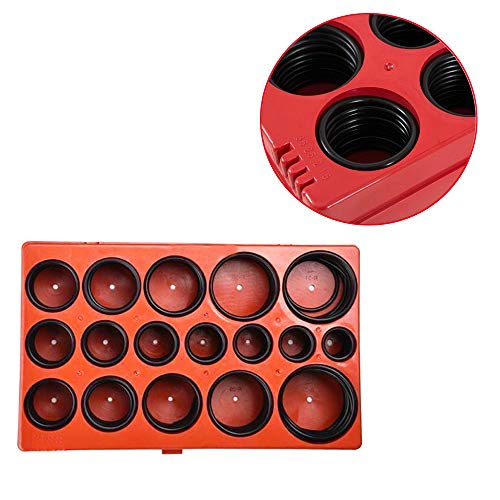 Eyech 407PC SAE Buna Rubber Universal O-Ring Assortment Kit Metric Automotive Car Vehicle Plumbing Gasket Air Connections - 32 Sizes