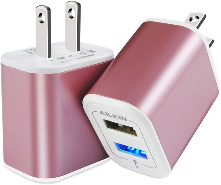 USB Charging Block, Ailkin Dual Port Wall Charger, USB Box Power Adapter Cube Charge Base, USB Charger Plug Power Brick Compatible with Phone X 8 7 6, Samsung S9 S8 S7, LG, ZTE, Kindle and More