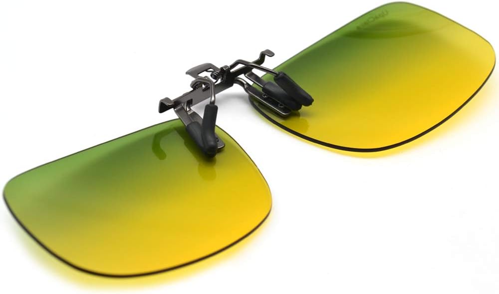 UpaClaire Night Driving Glasses Clip-On, High Beam Headlights Reduced, Polarized Lens, Glare-Free, HD Vision, Men or Women.