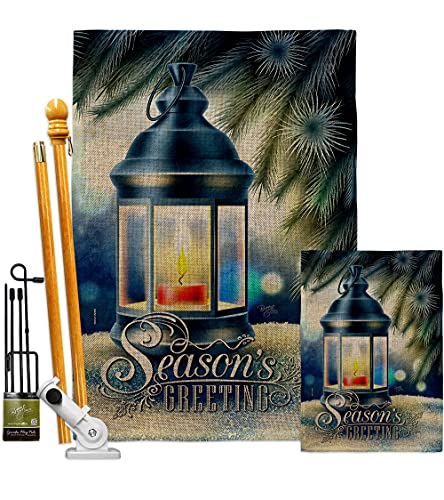 Breeze Decor Winter Lantern Burlap Garden House Flag Kit Wonderland Snowflake S…