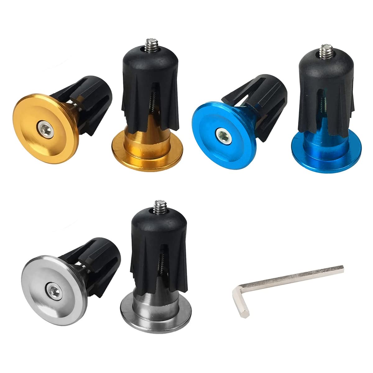 Handlebar Plugs, 3 Pairs Bicycle Handlebar End Plugs Aluminium Handlebar End Caps Bar Ends Handlebar Grips Cap Universal Grips Barends for Bicycle, MTB, Road Bikes