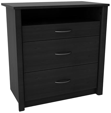 Afydecor Contemporary Wooden Dresser with Sleek Metal Pulls - Brown