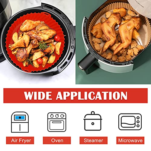 Air Fryer Reusable Silicone Pot 8.6 inch with 30 Pieces Air Fryer