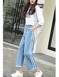 gihuo dama Cintura Elástica Tela Vaquera Capris pierna ancha pantalones de Culottes