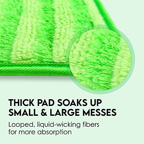 Turbo Mops Reusable Floor Mop Pads Pack of 4 Machine Washable, 12inch Microfiber Mop Refills