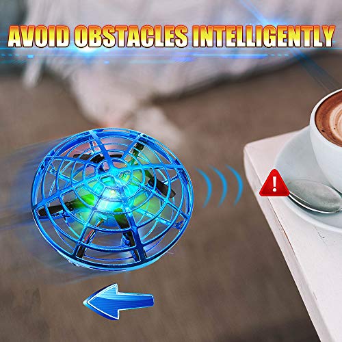 Hand Drones, Hand Operated Drones, econoLED Boy Toys Kids Hand Controlled Flying Ball Drone,Hands Free Mini Flying Ball Helicopter with 2 Speed & 5 LED Lights for Boys, Girls, Kids Gift (Blue) - Thumbnail 3