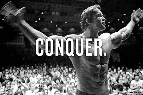 POP Home Store Conquer - Arnold Schwarzenegger Motivational Poster Large Bodybuilding Pictures Wall 20x13 Inch