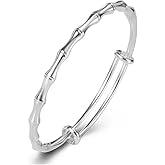 WPPHXY Solid 925 Sterling Silver Bracelets for Women Simple Adjustable Bangle Bracelet