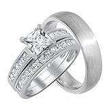 His and Her Wedding Ring Set Matching Bands for Him and Her (Choose Sizes)