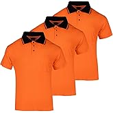 Sicalobo High Vis Safety Polo Shirts for Men,Hi Vis Fluorescent Short Sleeve Tee,Moisture Wicking Work Shirt,3 Pack