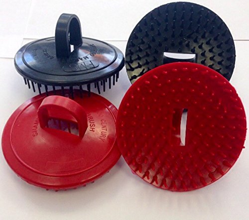 Shampoo Scalp Massage Brush Century #100 * Made in USA * 4 Pack (2 Black and 2 Red Brushes)