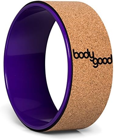 BodyGood Cork Yoga Wheel by 13 Inch, Dharma Yoga Prop for Improving Back Bends, Deepening Your Practice or Unlocking Tight Muscles. Durable Support up to 500 lbs (Cork/Purple)