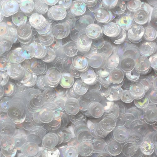 5mm Cup Facet Round SEQUIN PAILLETTES ~ CRYSTAL HOLOGRAM Reflective Rainbow ~ Loose sequins for embroidery, bridal, applique, arts, crafts, and embellishment. Made in USA.