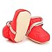Enteer Infant Waterproof Snow Boots Premium Soft Sole Anti-Slip Warm Winter Prewalker Toddler Boots (7-12months, red)