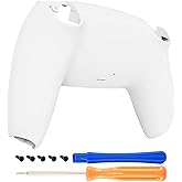 eXtremeRate White Grip Custom Back Plate Bottom Shell Compatible with ps5 Controller, Replacement Back Shell Cover Compatible with ps5 Controller