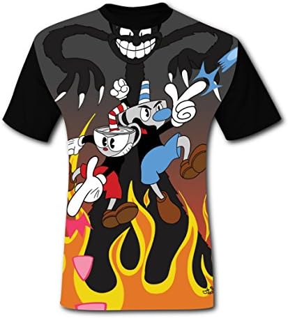 YCMK1124 Cup-hear Men's Printing Short Sleeve T Shirt Tee For Men 2017 (Black) M